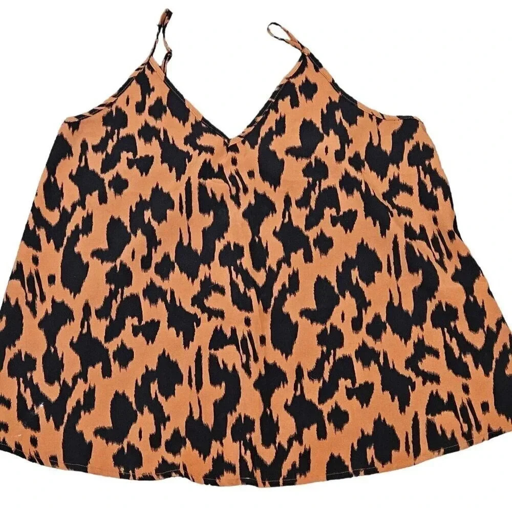Shien Animal Print V Neck Camisole Adjustable Straps Size Medium